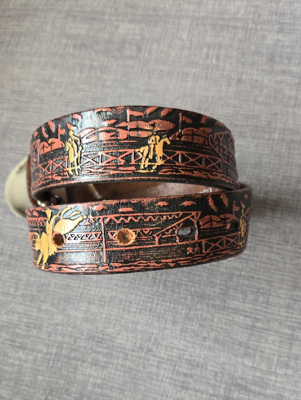 Nocona Kids Tooled Western Belt in Black, Brown and Gold